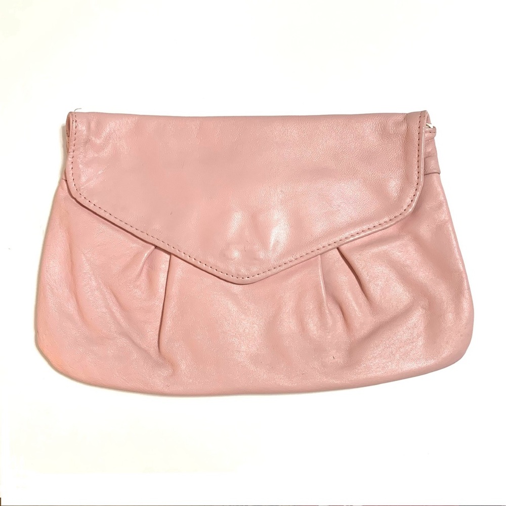 LAST CHANCE! Vintage 80s Baby Pink Genuine Leather Clutch Purse